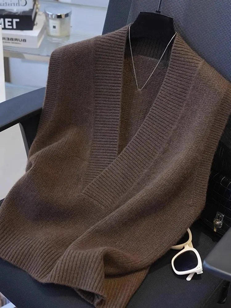 Gilet tricoté rétro v-ne pour femmes, couleur Pure douce, confortable, doux pour la peau, couches amincissantes, pull en laine polyvalent