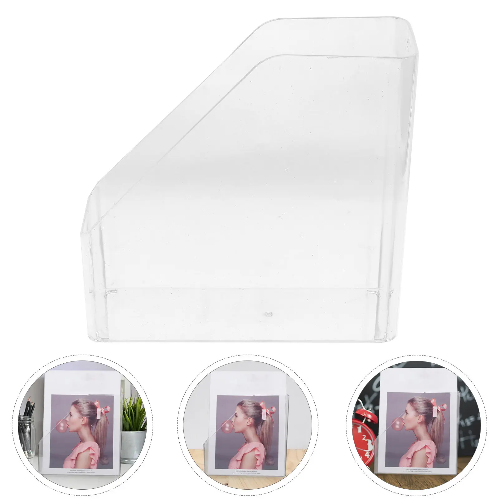 

Transparent Pet Vertical File Holder for Desk Book Shelf Large Capacity Document Storage Rack Office Home School Library Desk