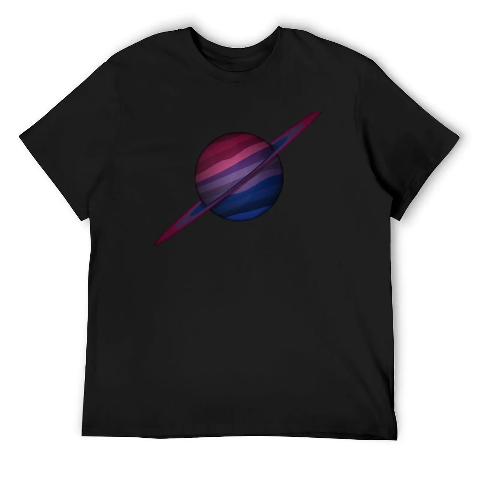 

Planet and Rings in Bisexual Pride Flag Colors T-Shirt oversized korean fashion men clothings