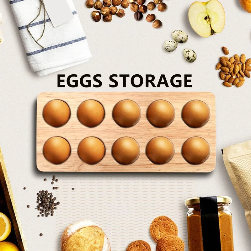 New Egg Tray Wooden Egg Holder For Eggs Usable In Kitchen Refrigerator, Or Countertop For Display Or Storage, Holds 10 Eggs