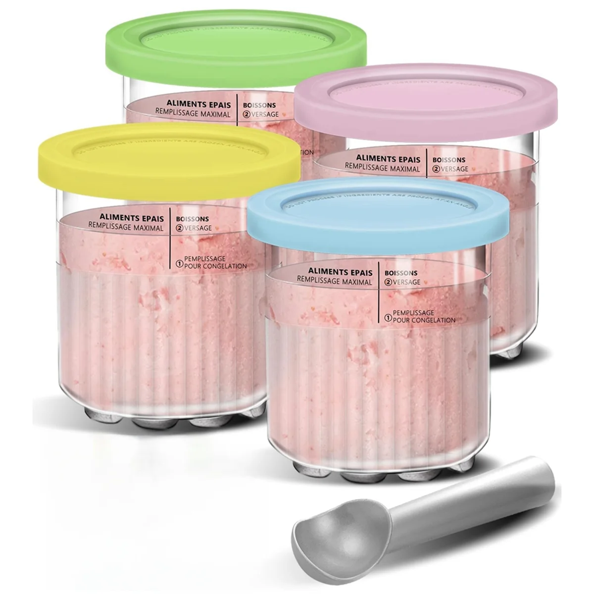 AT53 Ice Creami Pints and Lids Replacement Set 24oz Cups for Creami NC501 NC500 Nc500c, Nc501c Series Ice Cream Maker