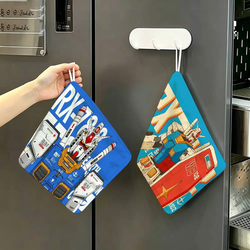 Anime G-GUNDAM Soft Polyester Cotton Towel, Hanging Kitchen Style Hand Wiping Cloth for Restaurant Home