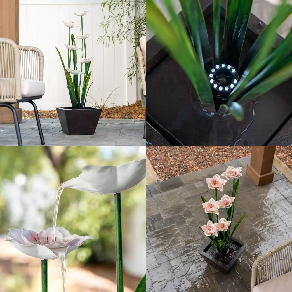 

Многоуровневый металлический цветочный фонтан с подсветкой и красочной светодиодной подсветкой, высота 39 дюймов