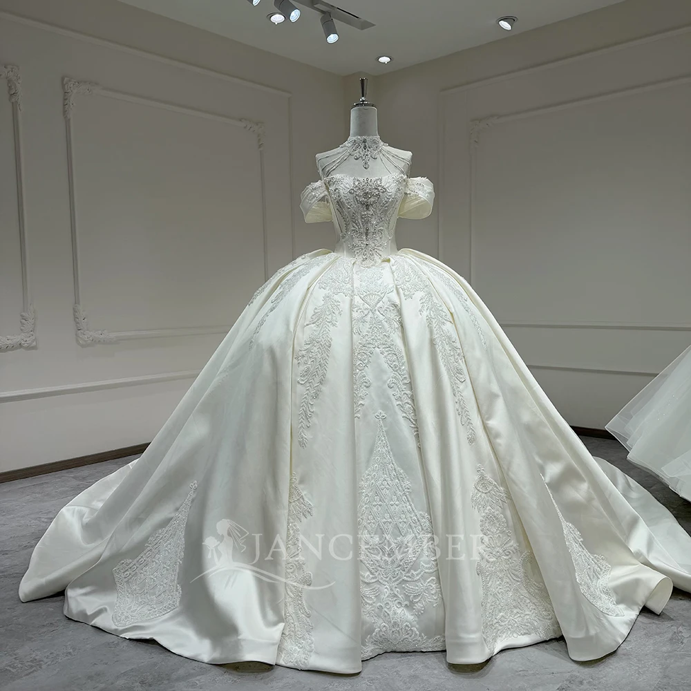 

Customized Strapless Sleeveless Ball Gown Wedding Dresses Backless Bridal Gown vestidos de novia Removable Sleeves Beading