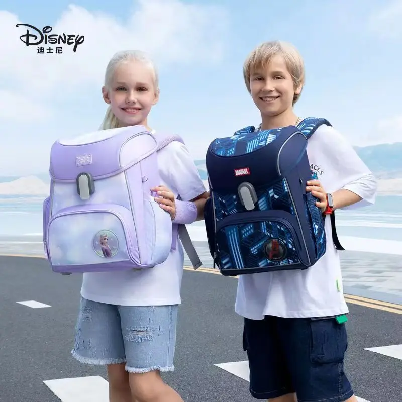 Disney New Frozen School Bags For Girls Boys Spider Man Grade 1-5 Primary Student Shoulder Orthopedic Backpack Kids Gift Mochila