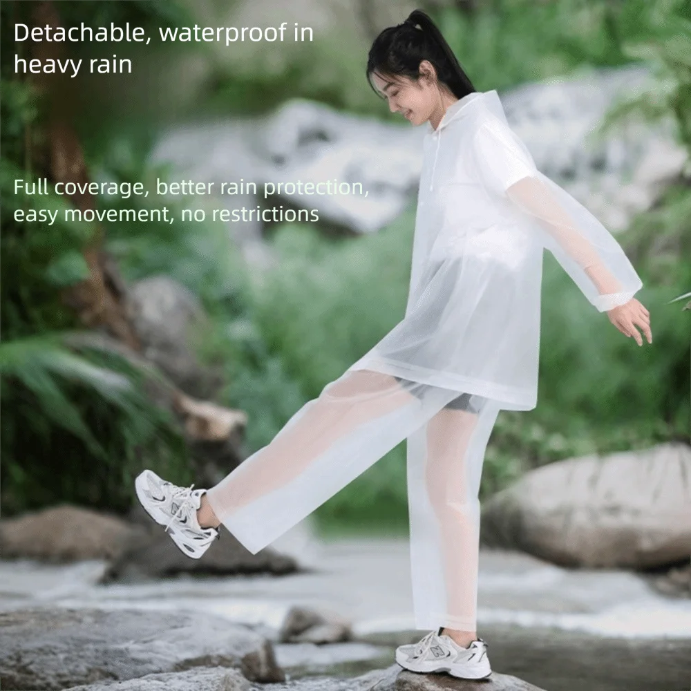 Durable Eva Raincoat Set Full Coverage Windproof Cycling Raincoat Strengthen buttons Adjustable Rain Cover Outdoor Activities