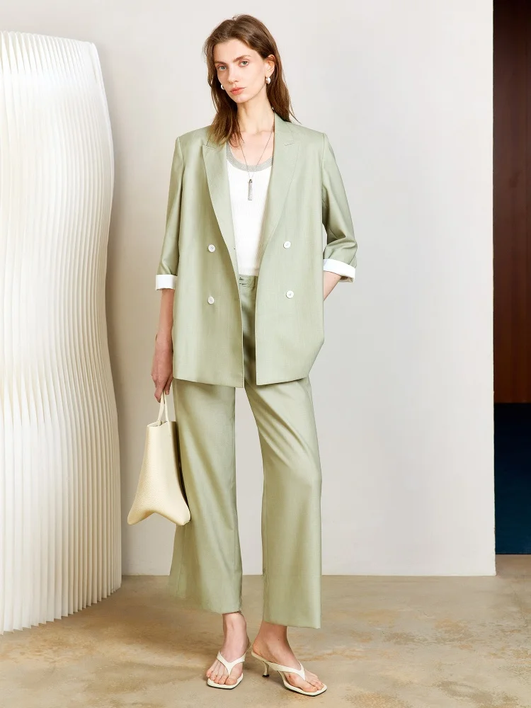 

MARIUS Coast 20Campore Exquisite Wool Double-Breasted Suit Vest And Pants Set Women's Casual Commute Faion Long Sve