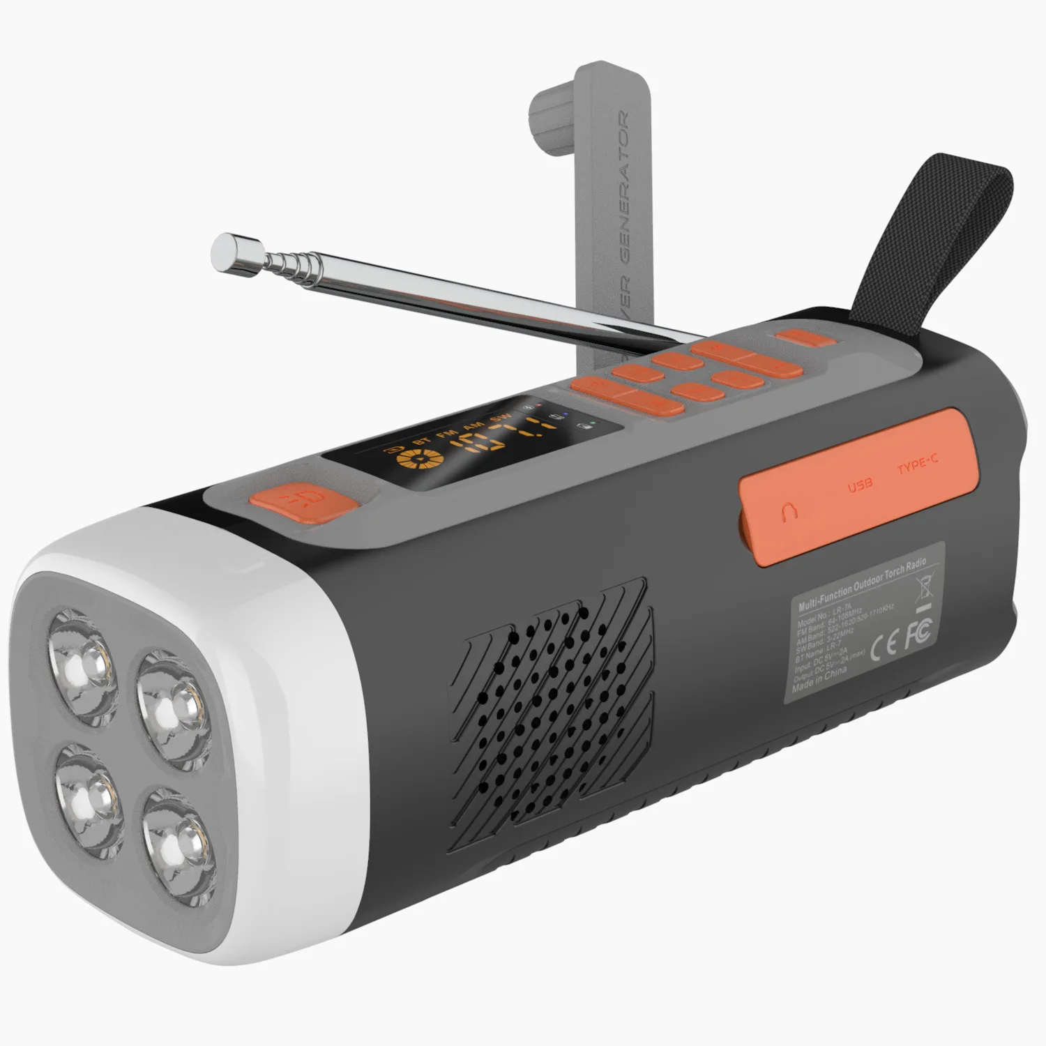 

4500mAh outdoor camping Radio,Emergency Radio, AM/FM/SW band Radio,wireless speaker solar Flashlight, SOS alarm radio