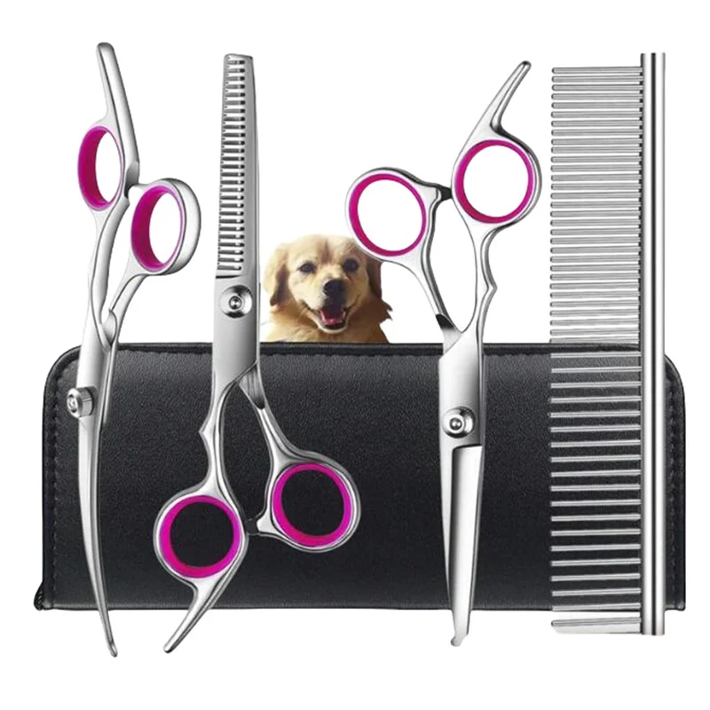 

Canine Hair dressing Scissors Professional Barber 5pcs/set Case Stainless Steel Dog Grooming Kit Phoenix Pet Beauty Supplies