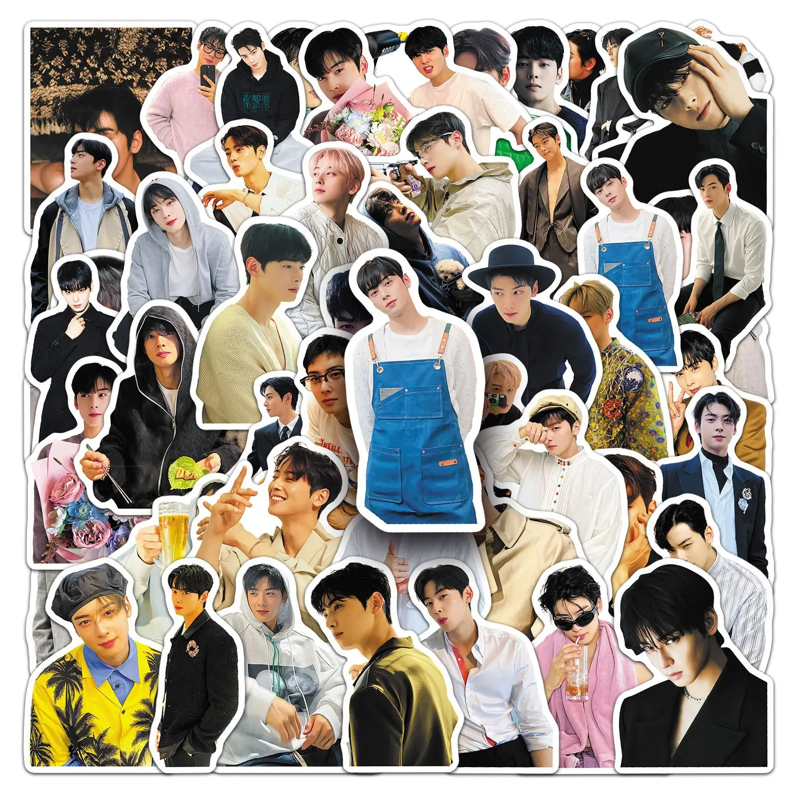 

10/30/50PCS Singer and Actor Cha EunWoo Stickers Handsome Boy Doodle Decal Toy Stickers Decorative Water Cup Skateboard Helmet