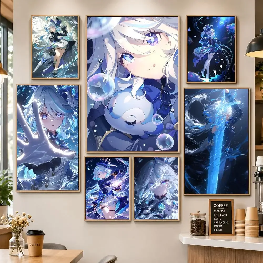 Character Furina Genshin Hydro Anime Poster HD Wall Decor Apartment Dorm Office Cafe Bedroom Home Gift