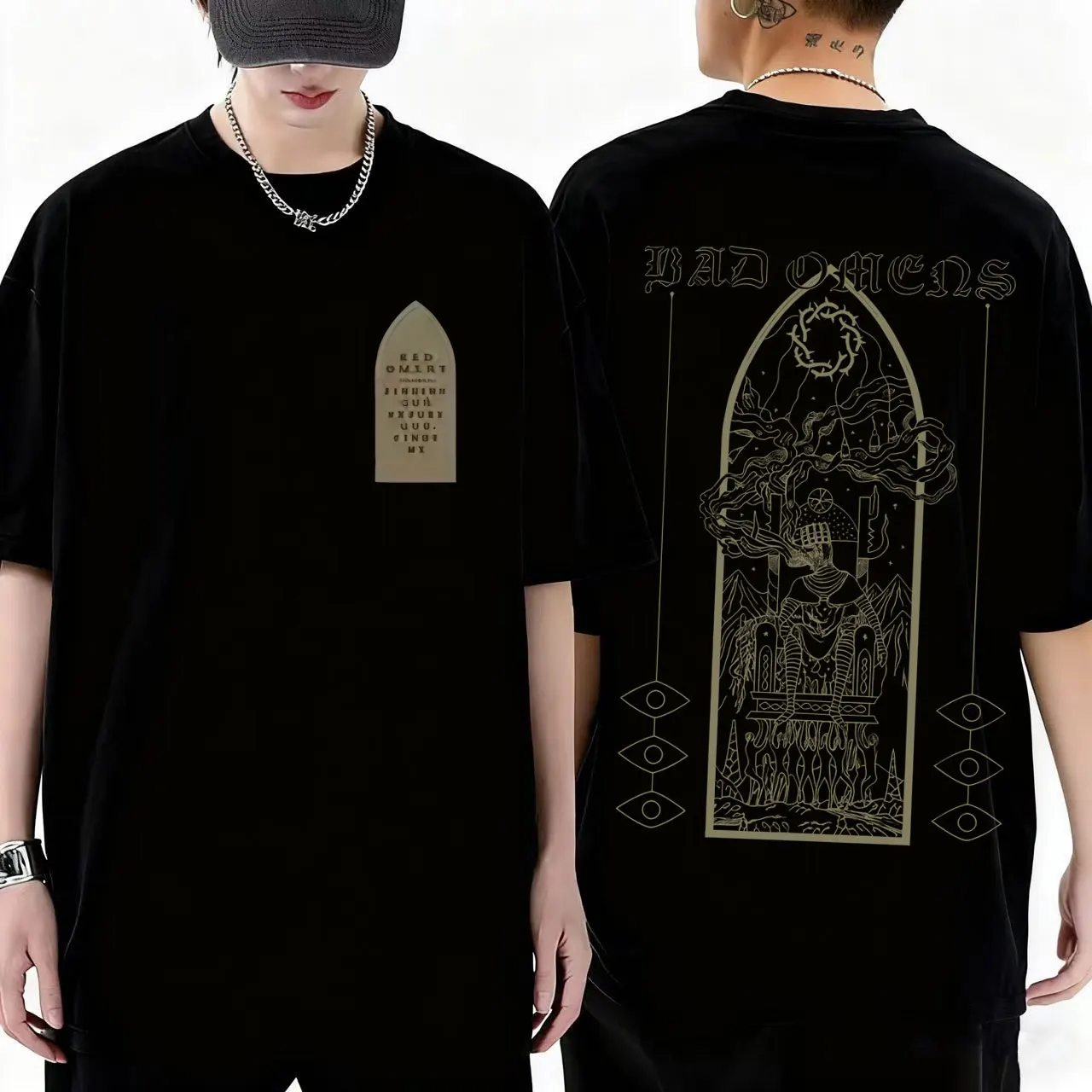 

Rock Band Bad Omens Graphic T Shirt Men Women High Quality Cotton Oversized T-shirt Men's Retro Gothic T-shirts Male Streetwear