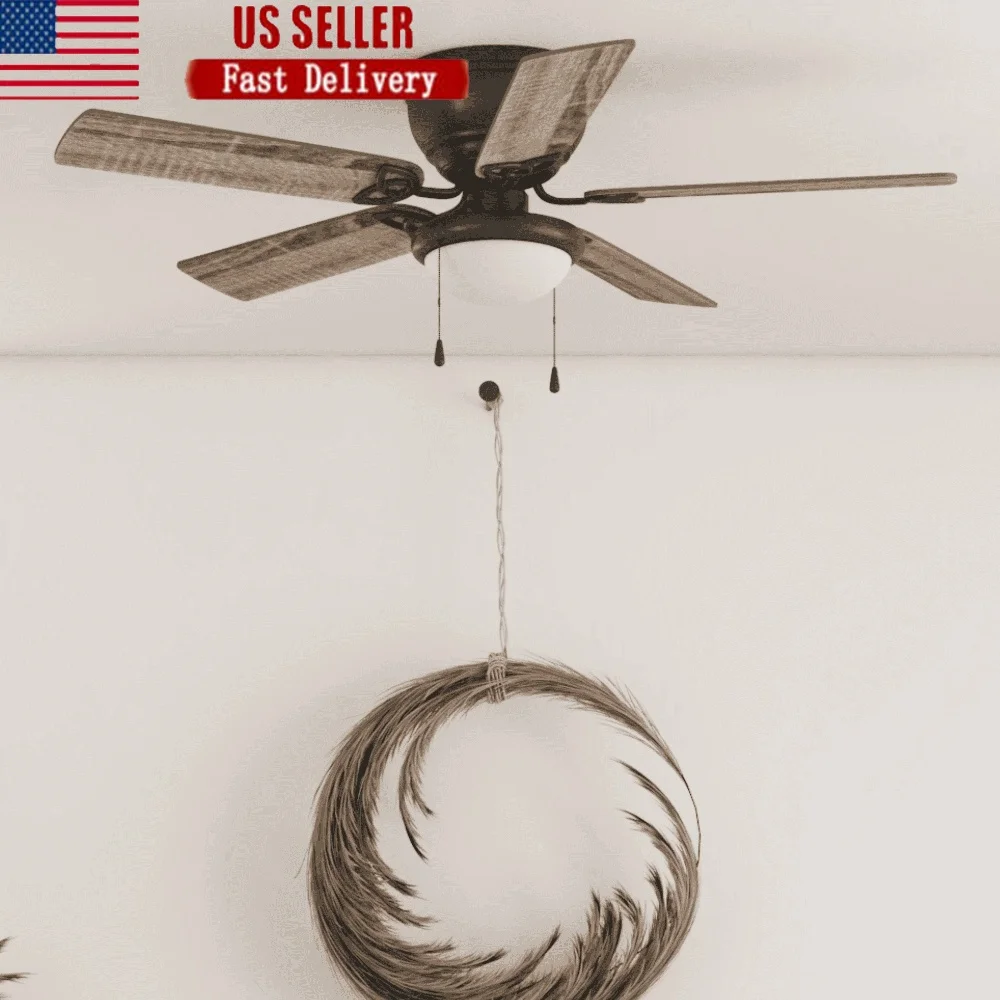 

52 Inch Traditional Indoor Ceiling Fan with Light Pull Chain Control Reversible Blades Quiet Motor Living Room Bedroom Office