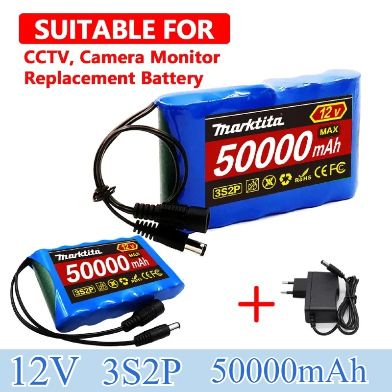 

High Quality DC 12V 50000mAh 18650 Li-ion Rechargeable Battery Pack Charging Power Bank For GPS Car Camera