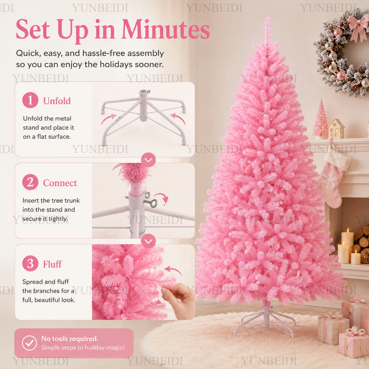 Pink Christmas Tree PVC Encryp - Home Decor Lighting Tree 评论和价格