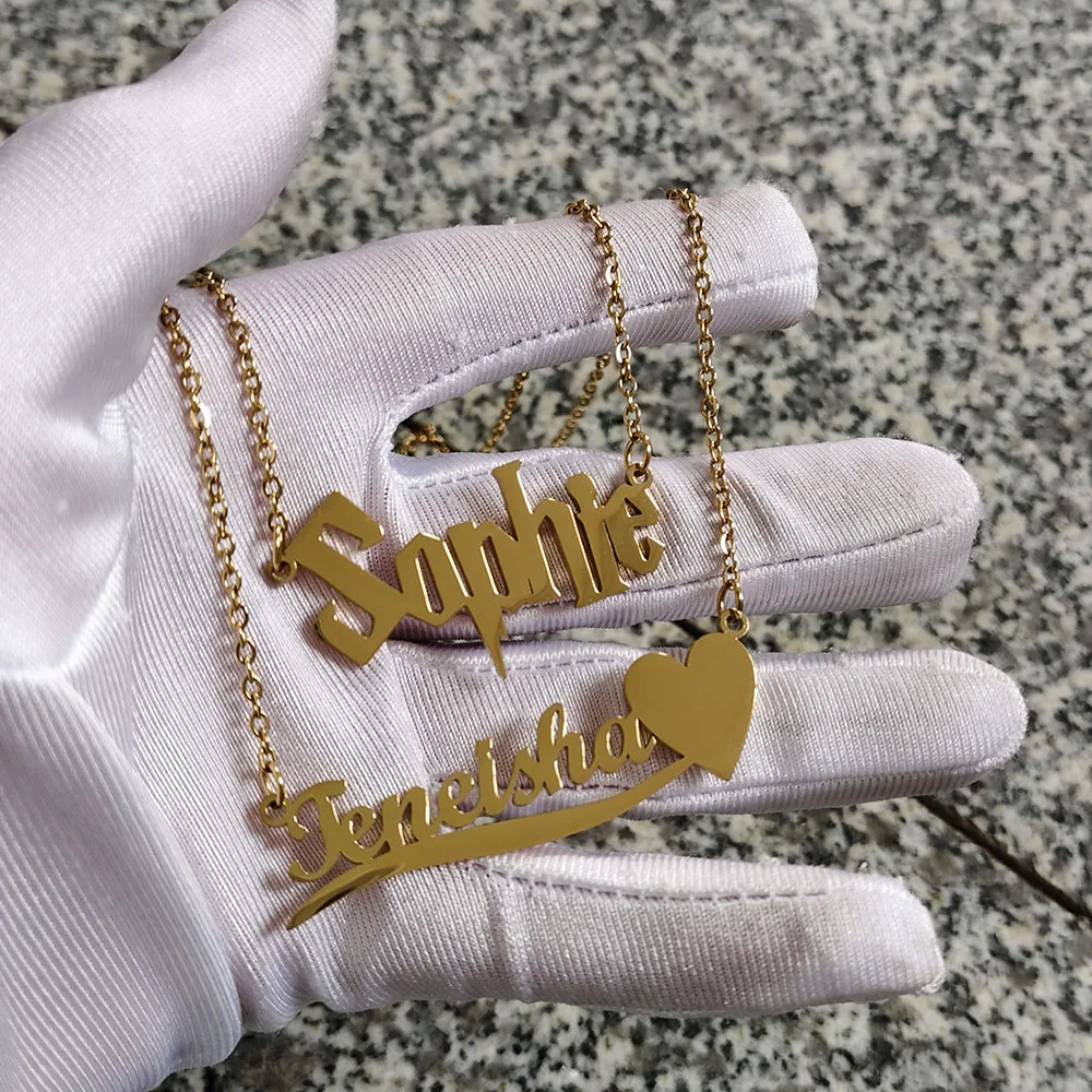 DHQH New Customized Name Heart Necklace Personalized Letter Heart Pendant Necklace Valentine's Day Gift Factory Direct Sales