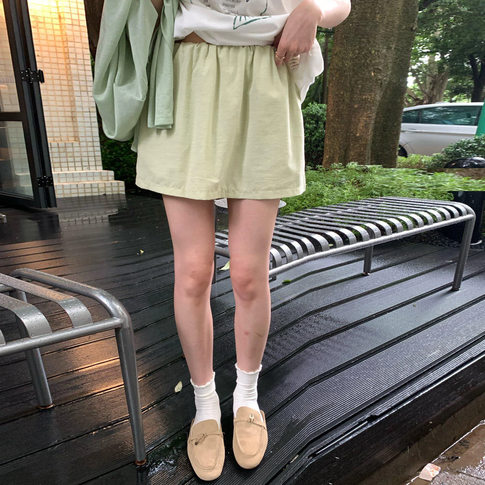 Korean Style High Waist Drawstring Pure Color Casual Skirt Women's Fashion Spring Autumn Winter Seasonal Versatile Everyday Wear
