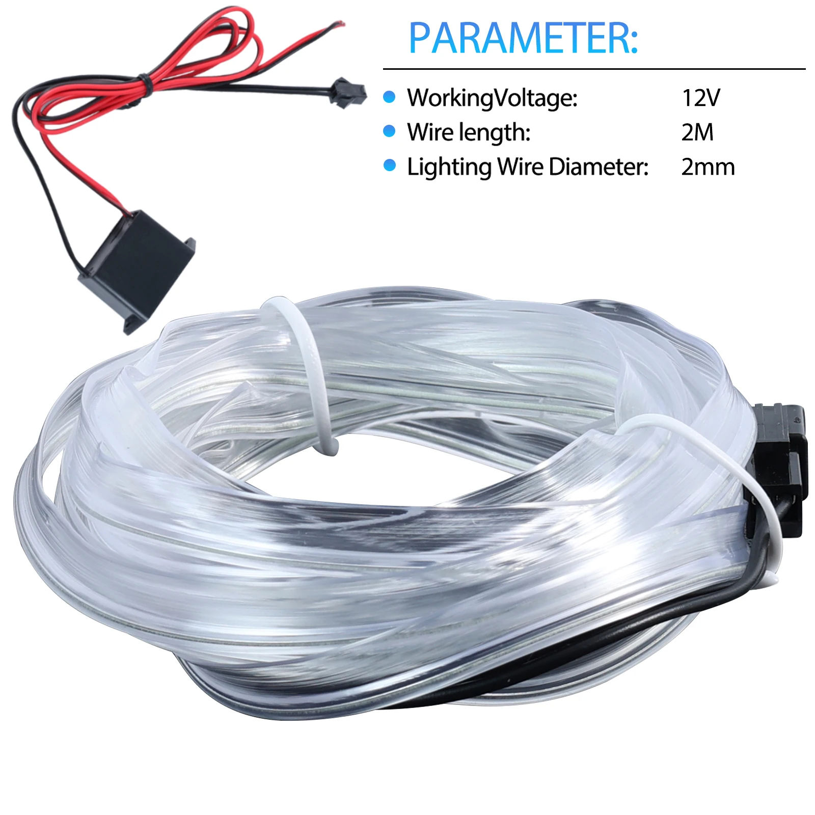 12V LED Car Interior Decoration Light EL Wiring Neon Strip For Auto DIY Flexible Ambient Light with Drive Ambient Lamp Ice Blue