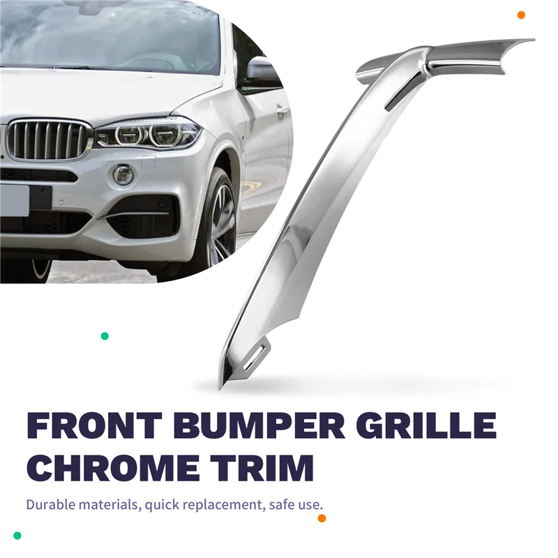 

AUTO Left Front Bumper Grille Cover Chrome Trim For BMW F15 X5(2014- 2018) 51117325395 Right Set