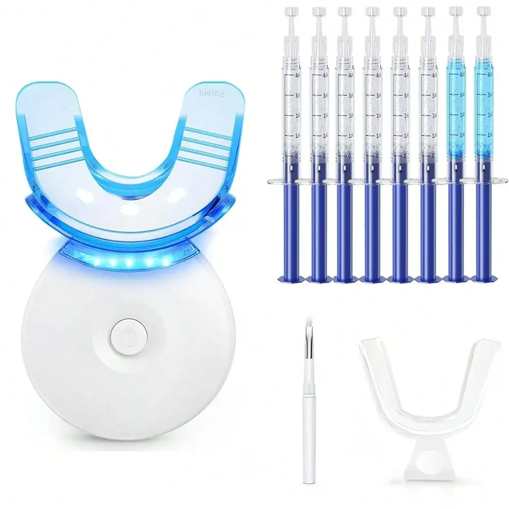 

Teeth Whitening Gel Kit, 6 Cleaning Gels + 2 Dental Trays + LED Light, 3ml Carbamide Peroxide Peroxide Gel for Bleaching, Effective Home Dental Care