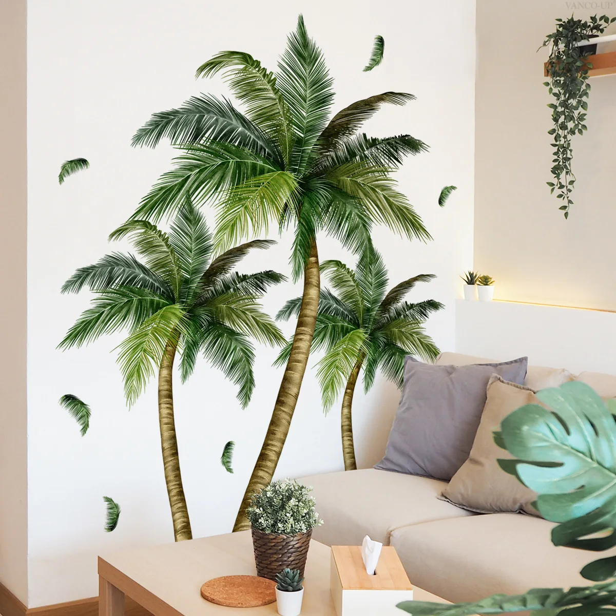 1PC Coconut Tree Wall Stickers, Bedroom Background Decoration, Wall Stickers, Beautification, Self-adhesive Stickers