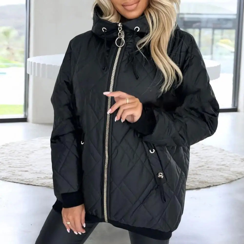 Winterdonsjas met capuchon en ritssluiting met trekkoord Winddicht gewatteerde bovenkleding Warmtebehoud Slim Fit Koud weerjas