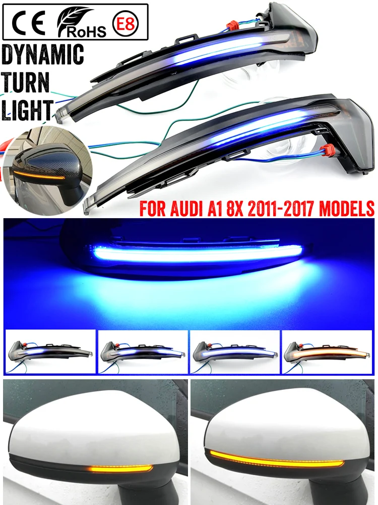Clignotant ociamique à LED pour Voiture Audi A1 8X 2011-2017, Indicateur Séquentiel de Rétroviseur, 2 Pièces
