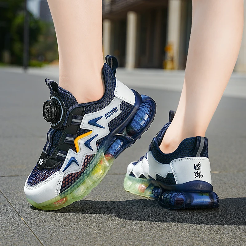 

New Autumn Parent-child Shoes Women's Thick Soled Running Rotary Buckle Children Sports Casual Shoes for Girls and Boys