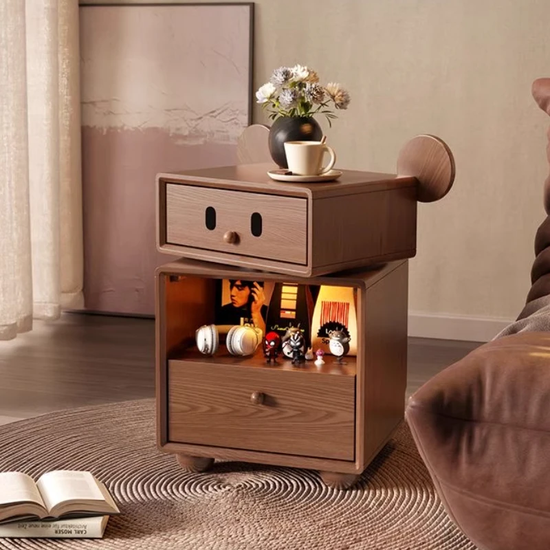 

Unique Led Wooden Nightstand Walnut Kids European Nordic Luxury Bedsides Table Bedroom Organizer Design Cabeceros Home Furniture