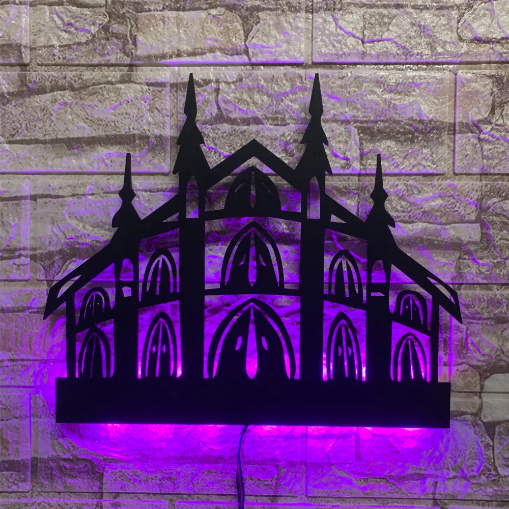 

ZK50 Retro Hollow Castle LED Wall Lamp Interior Decoration USB Sign Lamp Remote Control Atmosphere Lighting Cable 2 Meters