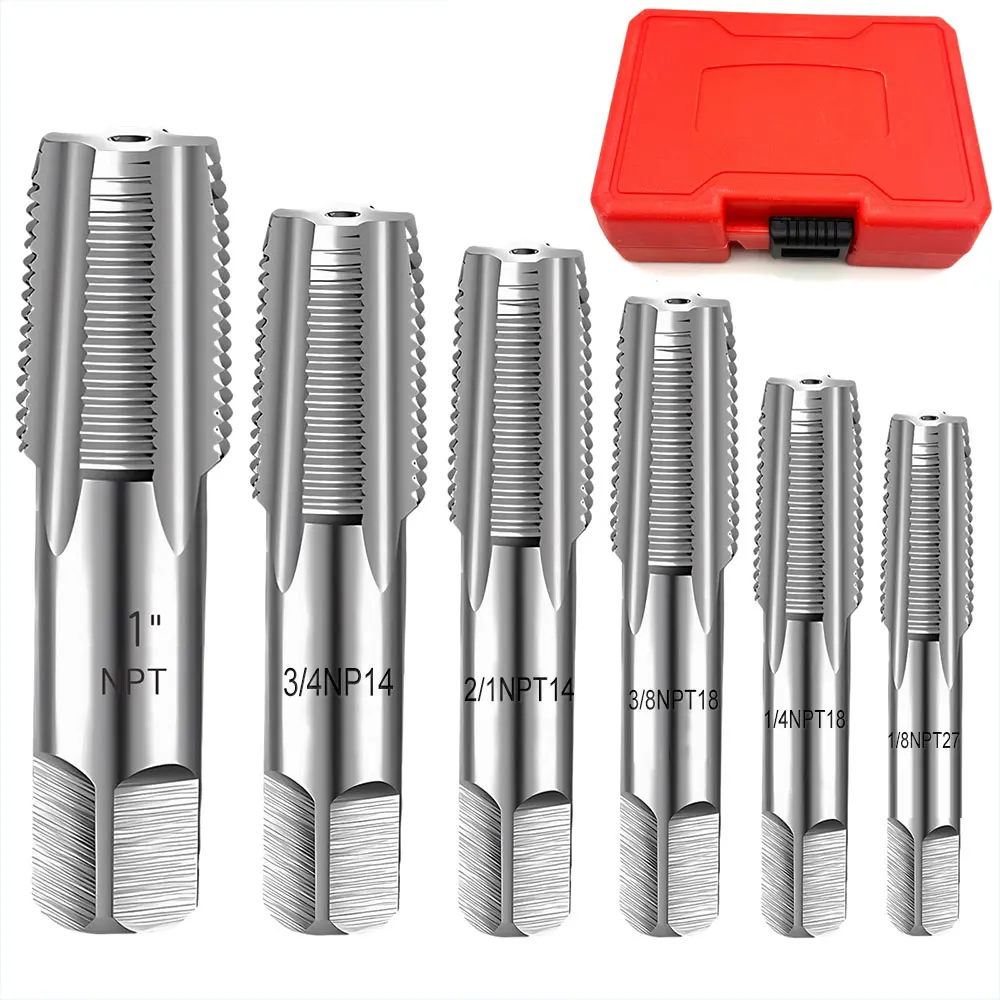 Podofo NPT-Gewindeschneidset 6-teilig 1" 3/4" 1/2" 3/8" 1/4" 1/8" Kohlenstoffstahl Handgewindeschneider-Set Gewindeschneidwerkzeug-Kit – Detail 1