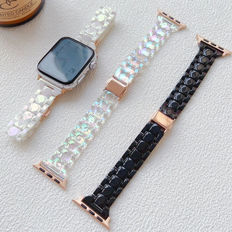 Resin Strap For Apple Watch Ultra band 49mm 45mm 44mm 42mm 38mm 40mm 41mm Slim Light Bracelet For iWatch serie 8 7 6 SE 5 4 3