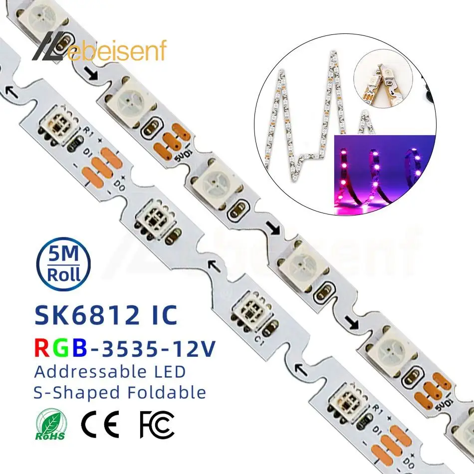 

5 м Узкий 6 мм SK6812 WS2812 5 в 12 В FPC S-Type 60 84 светодиода/M SMD 3535 5050 RGB Pixel IC Гибкая Адресуемая фотолента