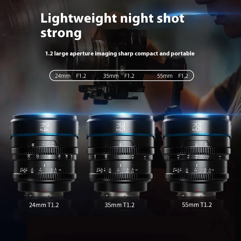 SIRUI Night Walker 24mm 35mm 55mm T1.2 S35 Cine lente serie ligero rápido T1.2 lente de apertura para Sony E Fuji X Canon RF montaje