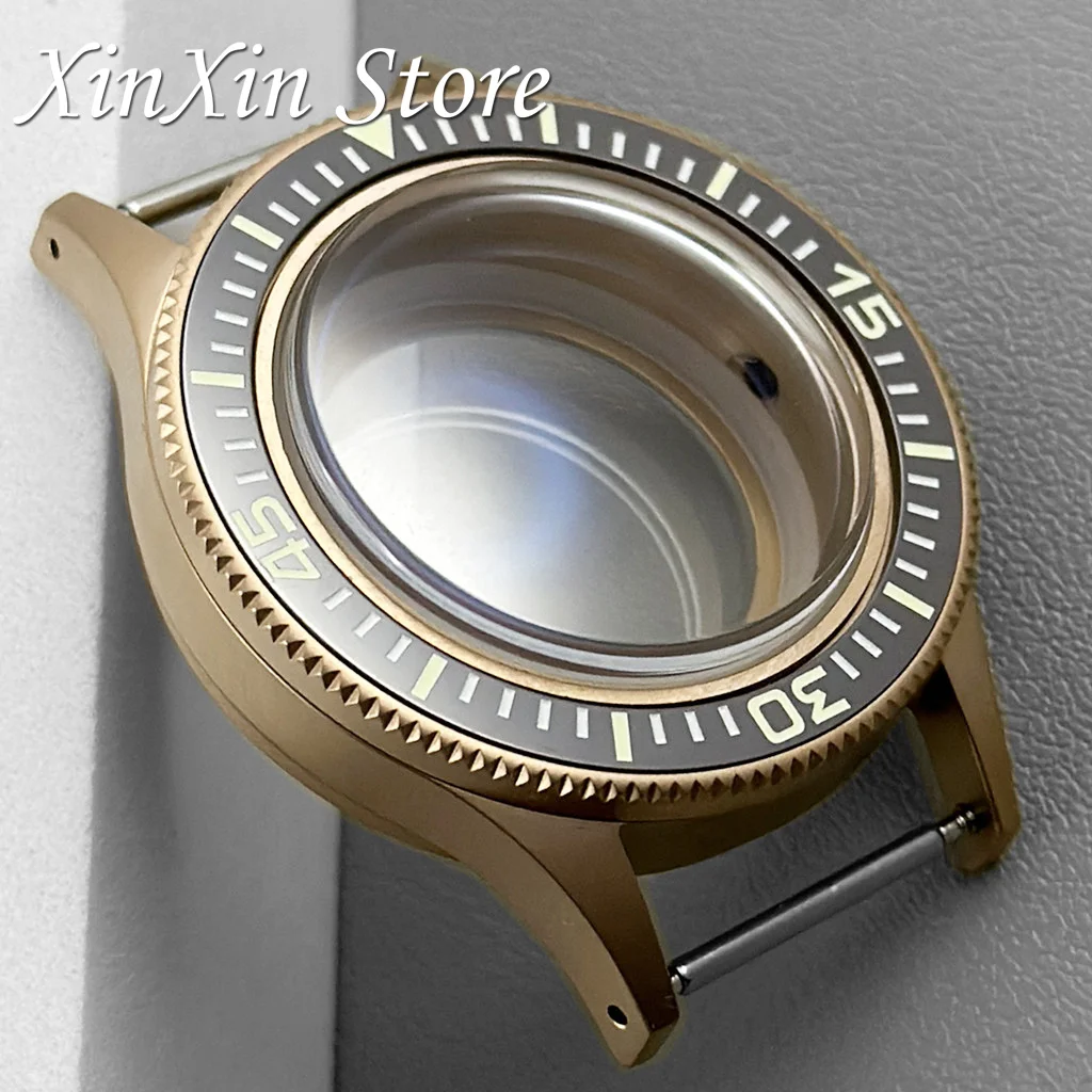 Titanium Rose Gold 40mm Retro Luminous Bezel Diving Double Domed Coated AR Sapphire Glass Watch Case For NH34 NH35 NH36 Movement