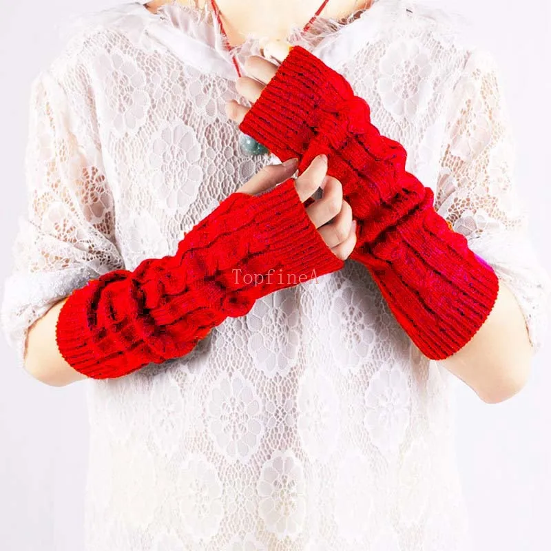 Women Elbow Mittens Arm Warmer Knitted Gloves Winter Fingerless Outdoor Fancy Christmas Original school Gift CE737
