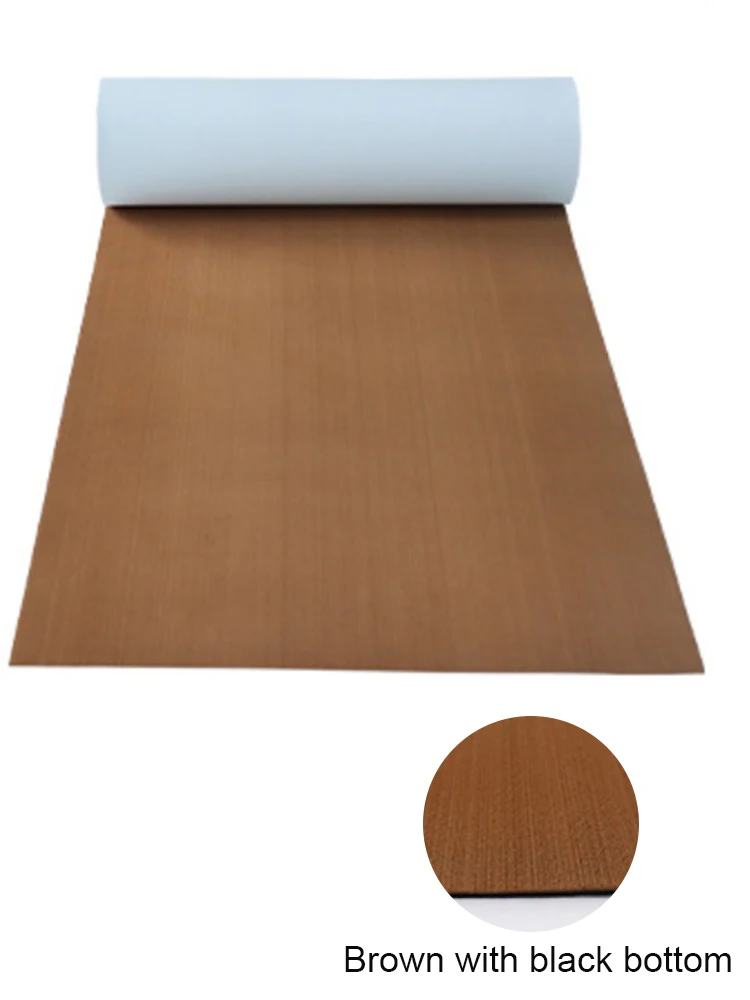 2400x450x6mm EVA Foam Faux Teak Boot Terrasplanken Mat Zwart Dek Vel Jacht Vloeren Anti Slip Zelfklevende Voertuig Pad CNC DIY