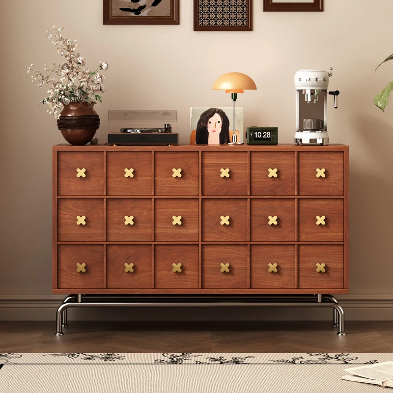 

Medieval solid wood chest, bedroom locker, retro side cabinet
