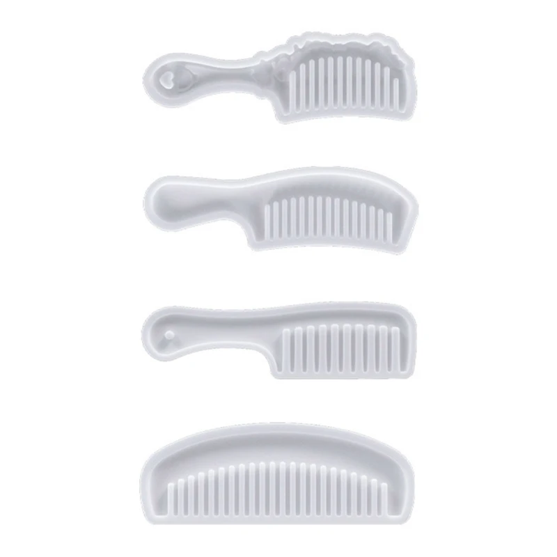 4 Styles Resin Comb Mold with Handle Hairdressing Comb Mold Salon Barber Hair Comb Mold Suitable for Diy Epoxy Casting Dropship