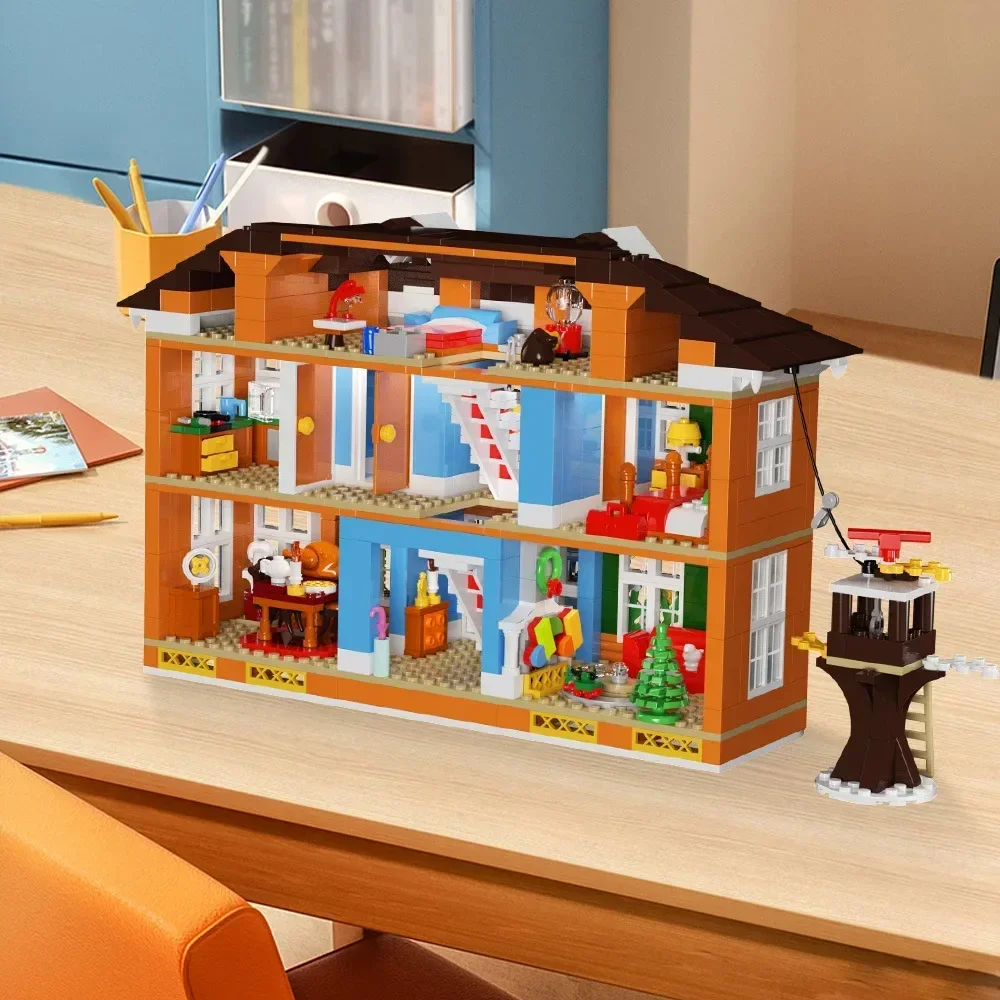 MOC Home Aloned Kevin Mccallister House Building Blocks Set Idee Cottage Foresta Cabina Modello Giocattoli Ragazzi e ragazze Regali di Natale