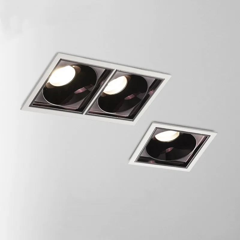 

Dimmable recessed LED spotlight, square single-head, double-ended grille light, anti-glare, no main light, 9W12W, 15W, 18W, 24W,