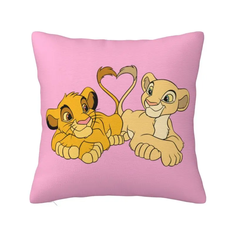 

Cartoon Simba And Nala Throw Pillow Case 45*45cm for Living Room The Lion King Cushion Cover Square Polyester Pillowcase