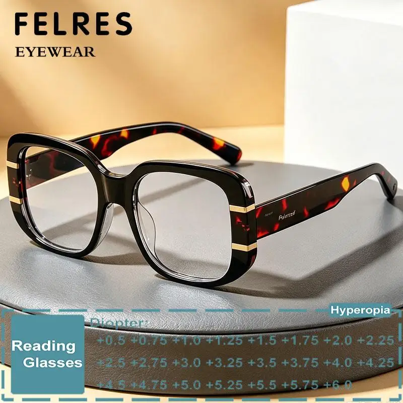 Large Frame Square Anti Blue Light Reading Glasses Women Trendy High Quality Clear Optical Presbyopic Eyewear Customize Diopter
