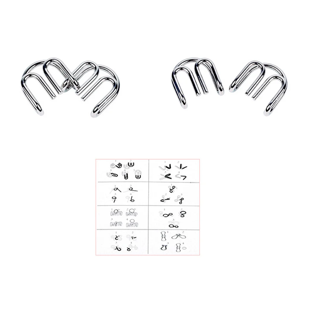 16 Pieces IQ Test Mind Game Toys Brain Teaser Metal Wire Puzzles Trick Toy Metal IQ Puzzle for Kids and Adults