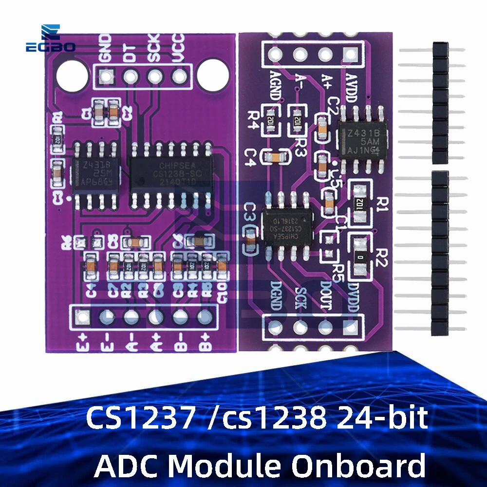 CS1237 24-bit ADC Module Onboard TL431 External Reference Chip Single-channel Weighing Sensing 24bit CS1238 Dual Channel