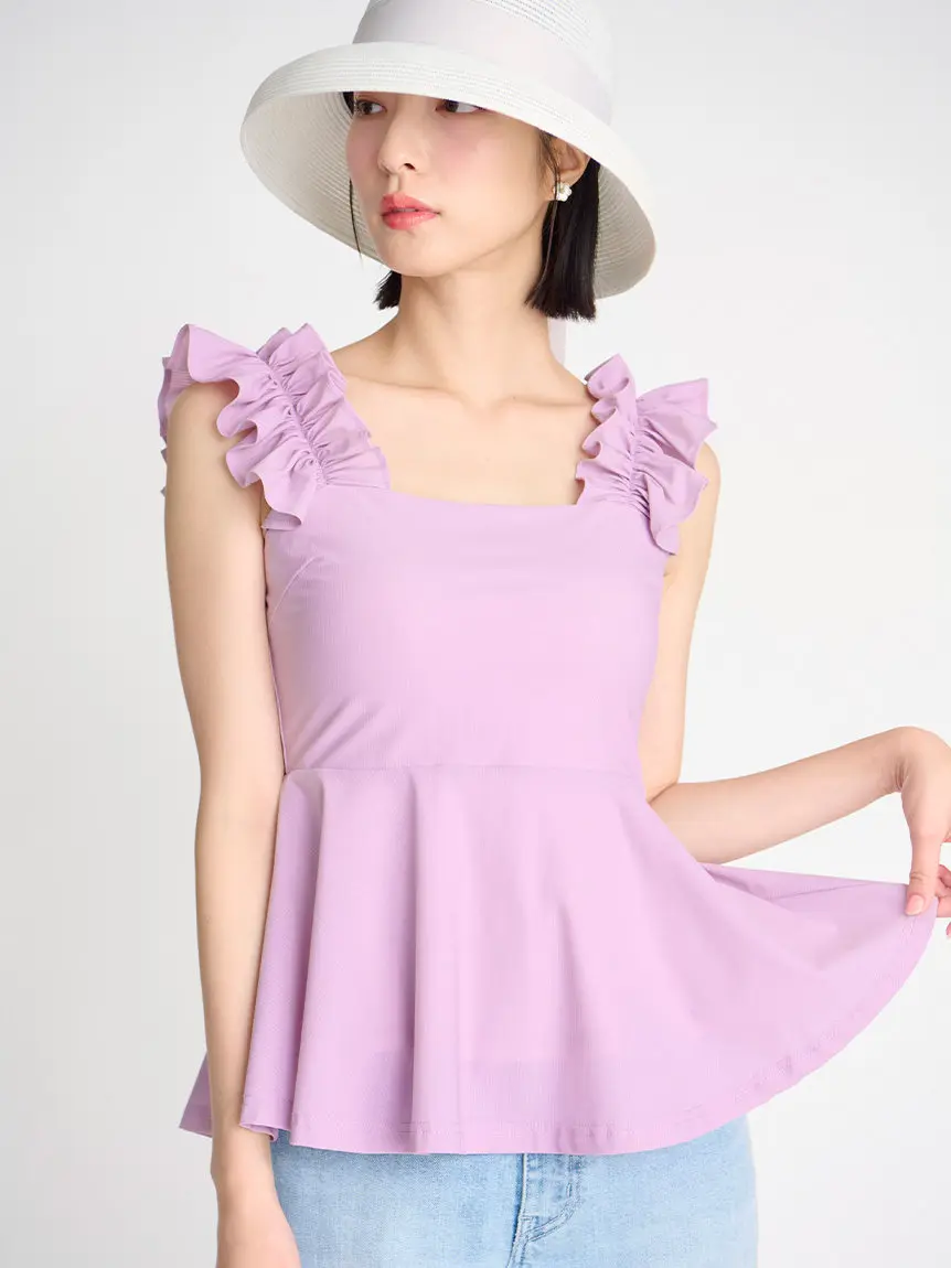 2026 Summer New Japanese Sweet Ruffle Trim Camisole Women Versatile High-waisted Slim-fit Solid Color Tank Top Girls Crop Top