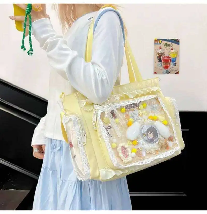 Neue Japanische Süße Schleifen-Ita-Tasche, Lolita-Mädchen Transparente Handtaschen, Modische Große Kapazität Tragetasche, Ästhetische Schultertaschen – Detail 35