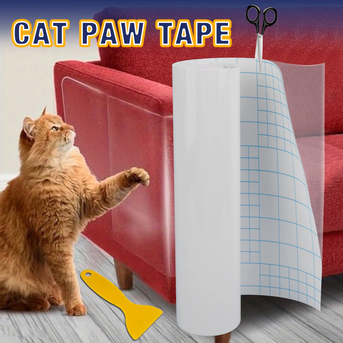 Cat Scratch Deterrent Tape Furniture Protectors From Cats Transparent Self-Adhesive Pet Training Tape for Sofa Furniture Sticker