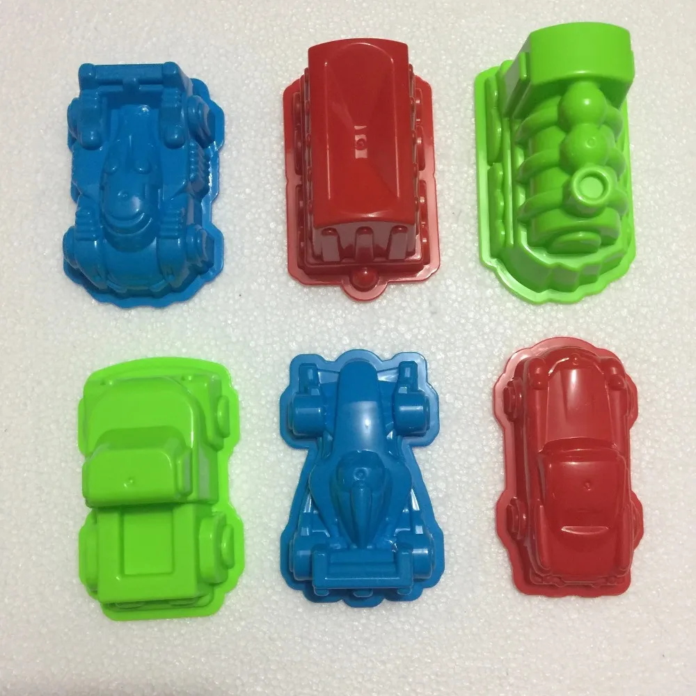 6 Pcs Car suit power playing sand molds space playing sand car molds puzzle Beach Toy Kit