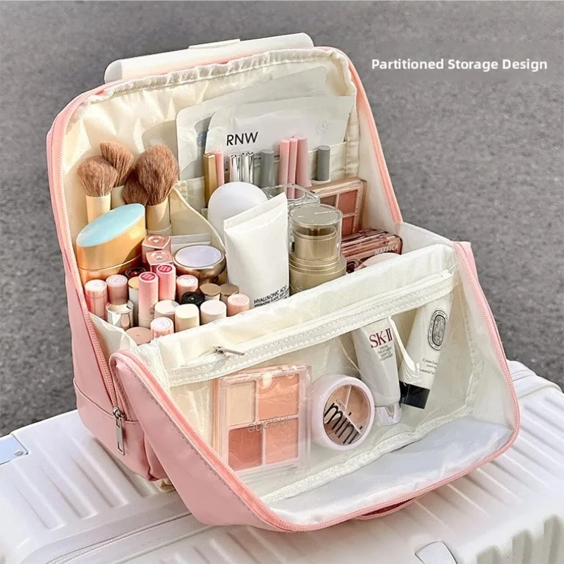 Travel Waterproof Makeup PU Standing Make Up Bag Dry Wet Toiletry Bag Cosmetic Storage Bag Large Capacity Organizer Cosmetic Bag